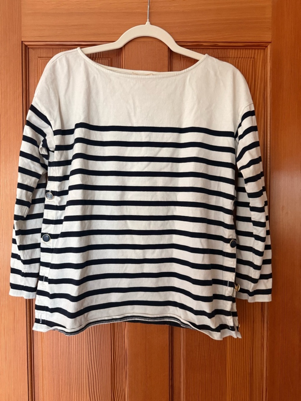 Sezane Noan Mariniere Navy and White Striped Boatneck Top - M - Picture 3 of 6